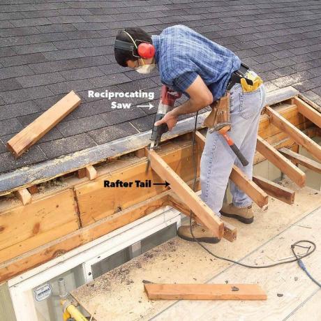cortar el voladizo del techo 