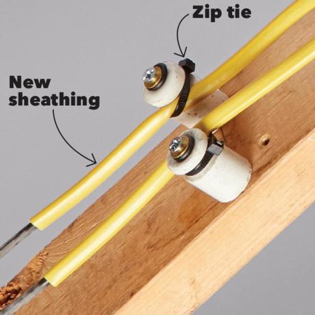 Kabelbinderknopf und Rohrisolierung fix