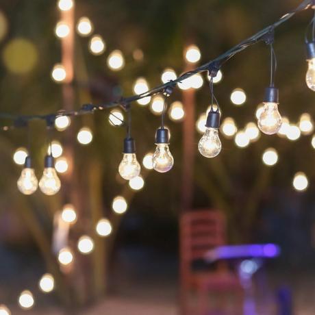 luces de cadena al aire libre bombillas Edison hacen cambio de marquesina