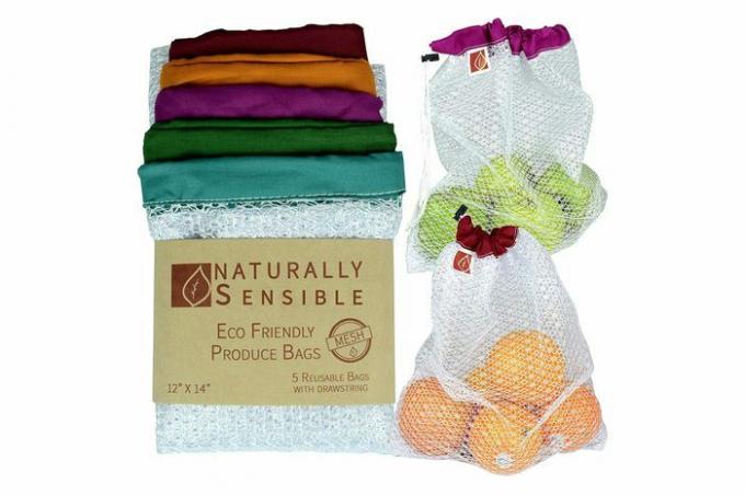 The Original Eco Friendly See Through Washable and Reusable Produce Bags - Soft Premium Lightweight Nylon Mesh Large - 12x14in - Set of 5 (Red, Yellow, Green, Blue, Purple) | Από φυσικά λογικά