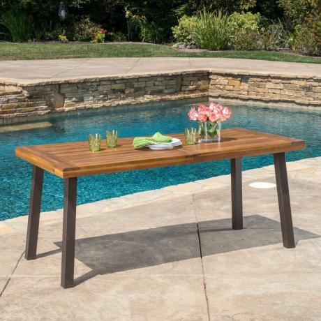 Della Outdoor Acacia Wood Rectangle Dining Table By Christopher Knight Home 5f4b865f 181c 4a82 84f5 7c3ace9a8981 1000