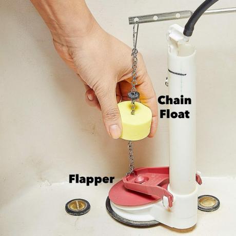 एक चेन फ्लोट के साथ शौचालय फ्लैपर