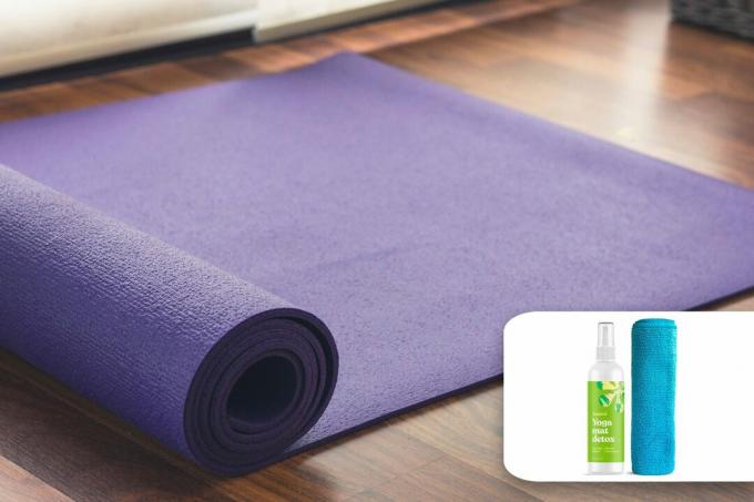 почистване на постелка за йога