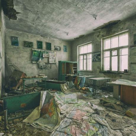 مدرسة مهجورة في بريبيات تشيرنوبيل