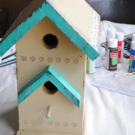  bordes de casita para pájaros pintados en tole