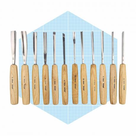 Набір інструментів для різьблення по дереву Schaaf із 12 стамесок із полотняним футляром Ecomm Amazon.com