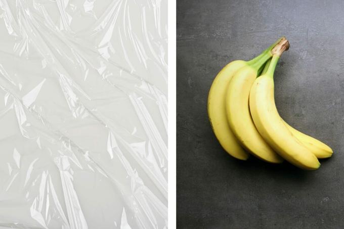 plastmasas iesaiņojuma banāni
