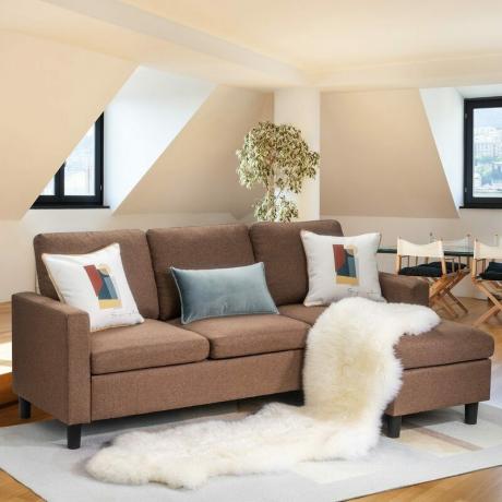 Harbuck 77,55 " bred vendbar sofa og chaiselong med osmannisk