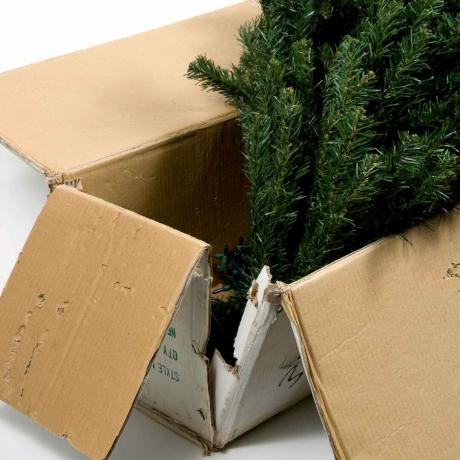Umetno božično drevo v stari škatli