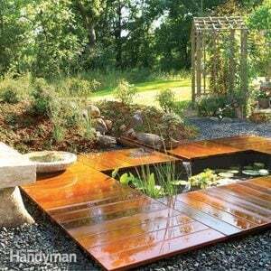 วิธีการสร้างบ่อน้ำและดาดฟ้าสำหรับสวน