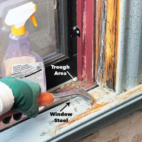 oškrábejte olověnou barvu z okenních parapetů 